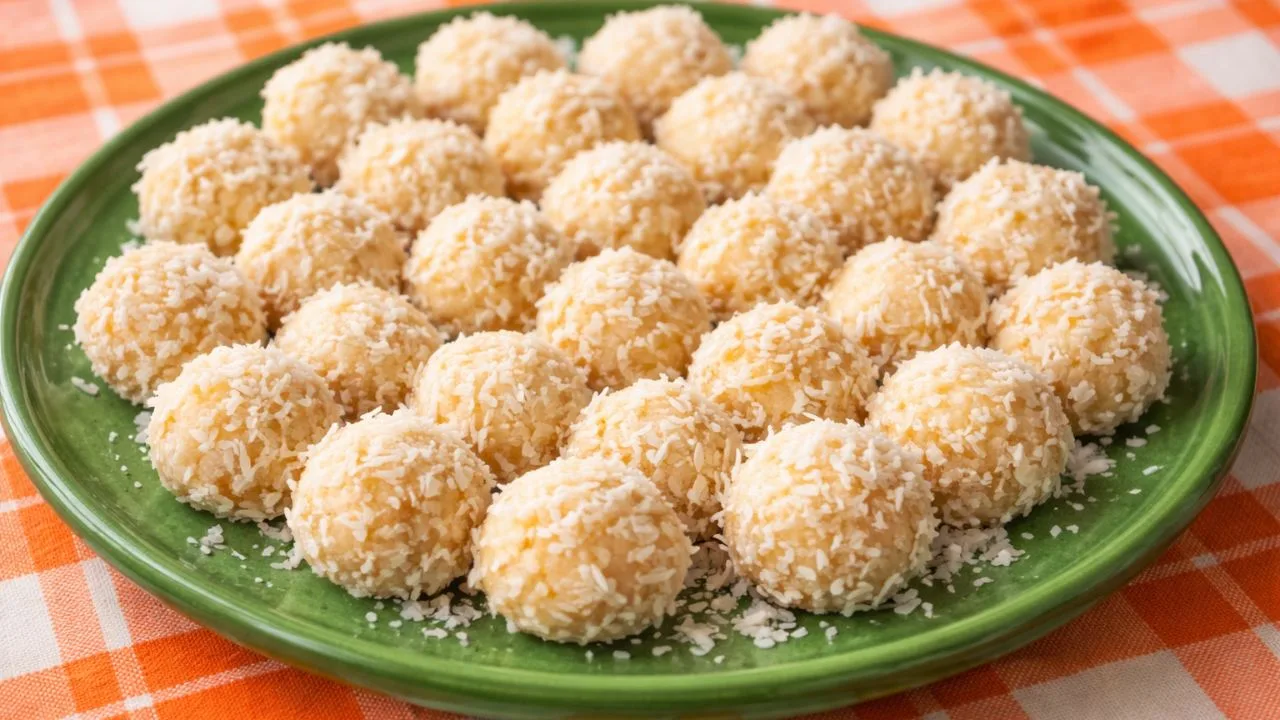 Imagem da Receita de Beijinho Saudável de Abacaxi com Coco.