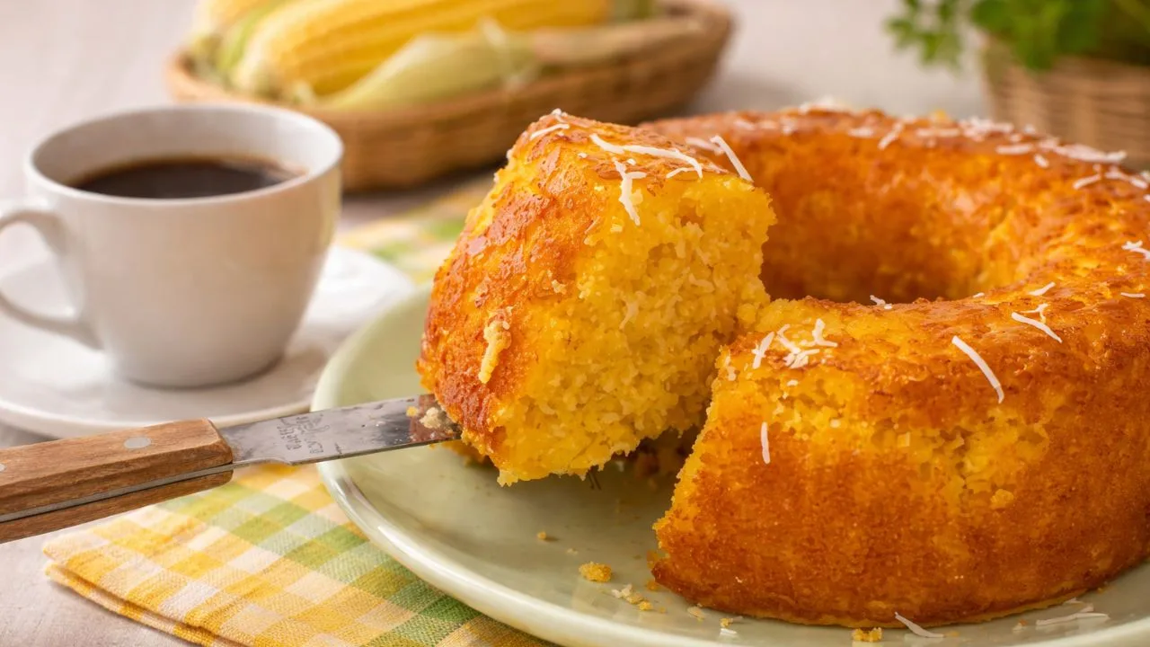 Imagem da Receita de Bolo de Milho com Coco Sem Farinha.
