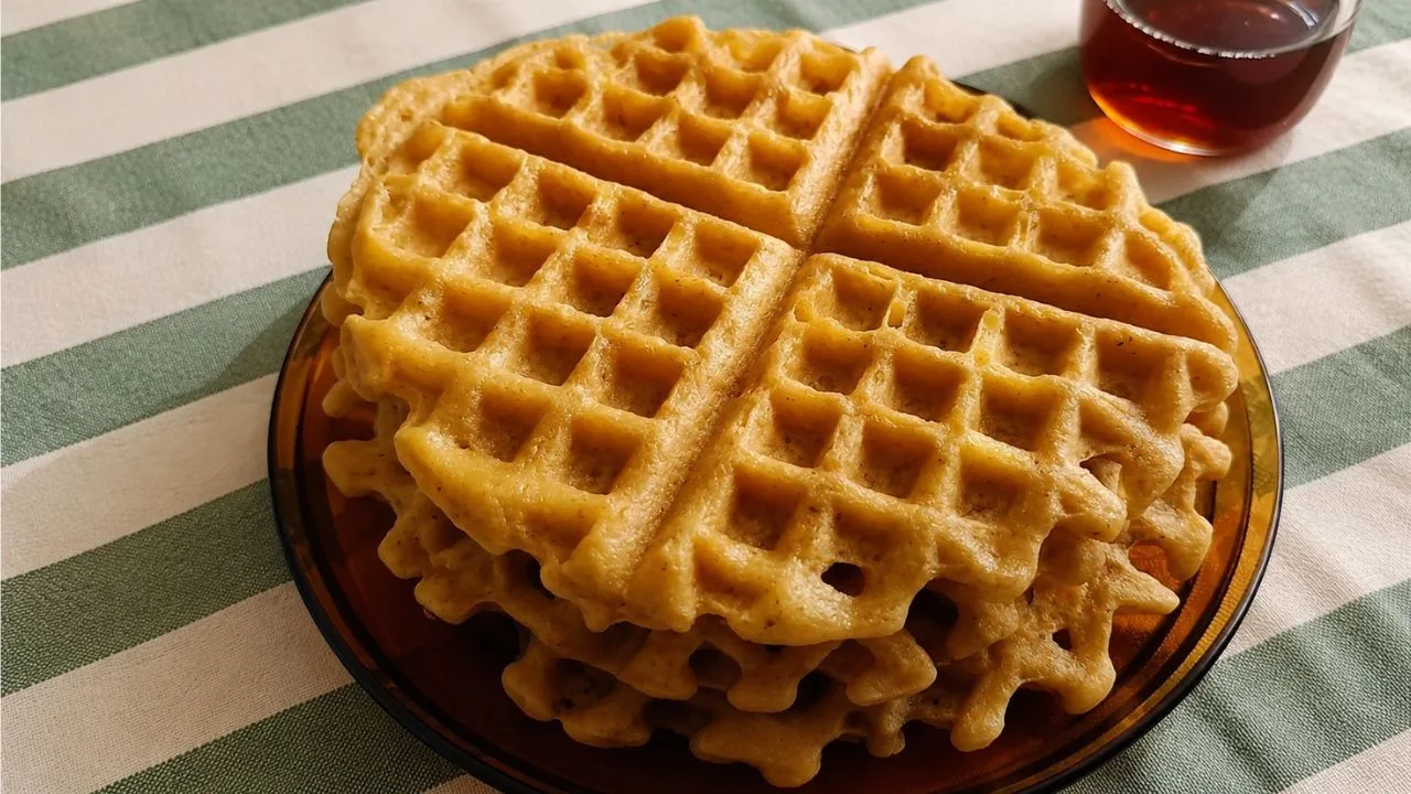 Imagem da Receita de Waffle Salgado Sem Leite, Sem Ovos e Sem Glúten.